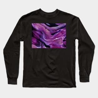 Purple Glow Abstract Fluid Art Long Sleeve T-Shirt